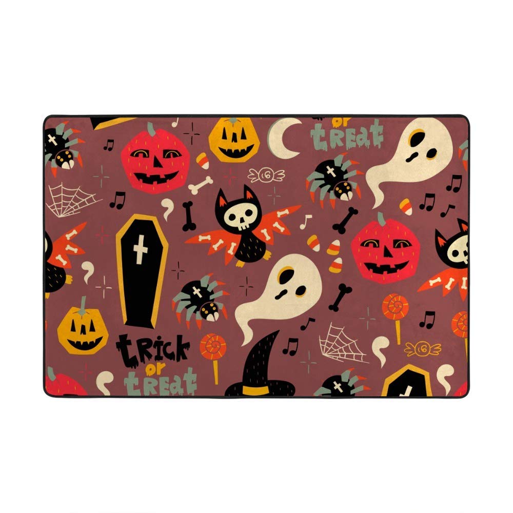 Tapis de sol Halloween corail foncé velours épais doux pour salon