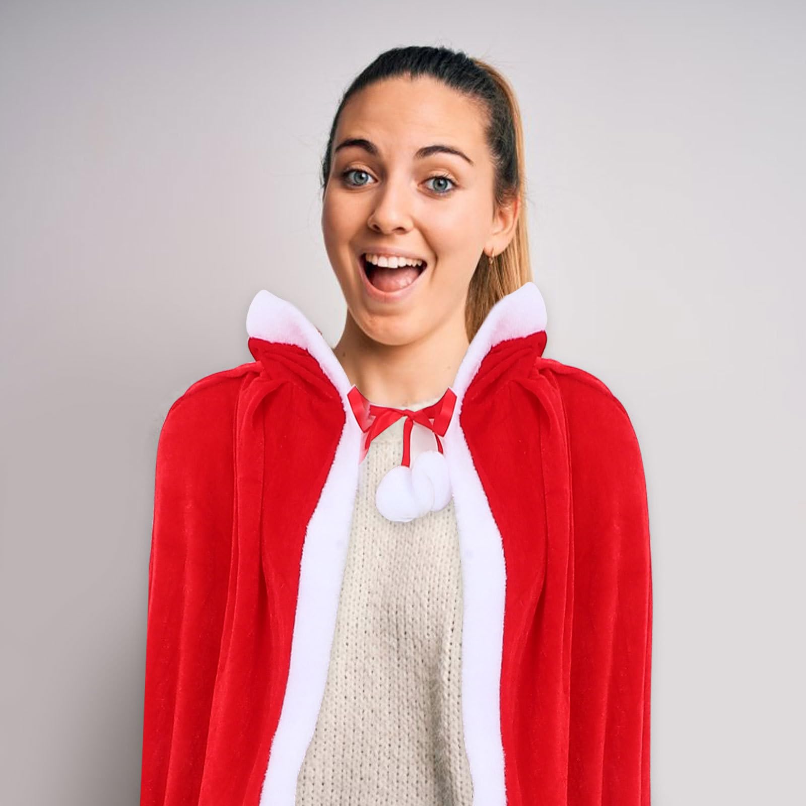 FRCOLOR 3 Stück Weihnachtsmann Umhang mit Mütze, Rot, 120cm, für
