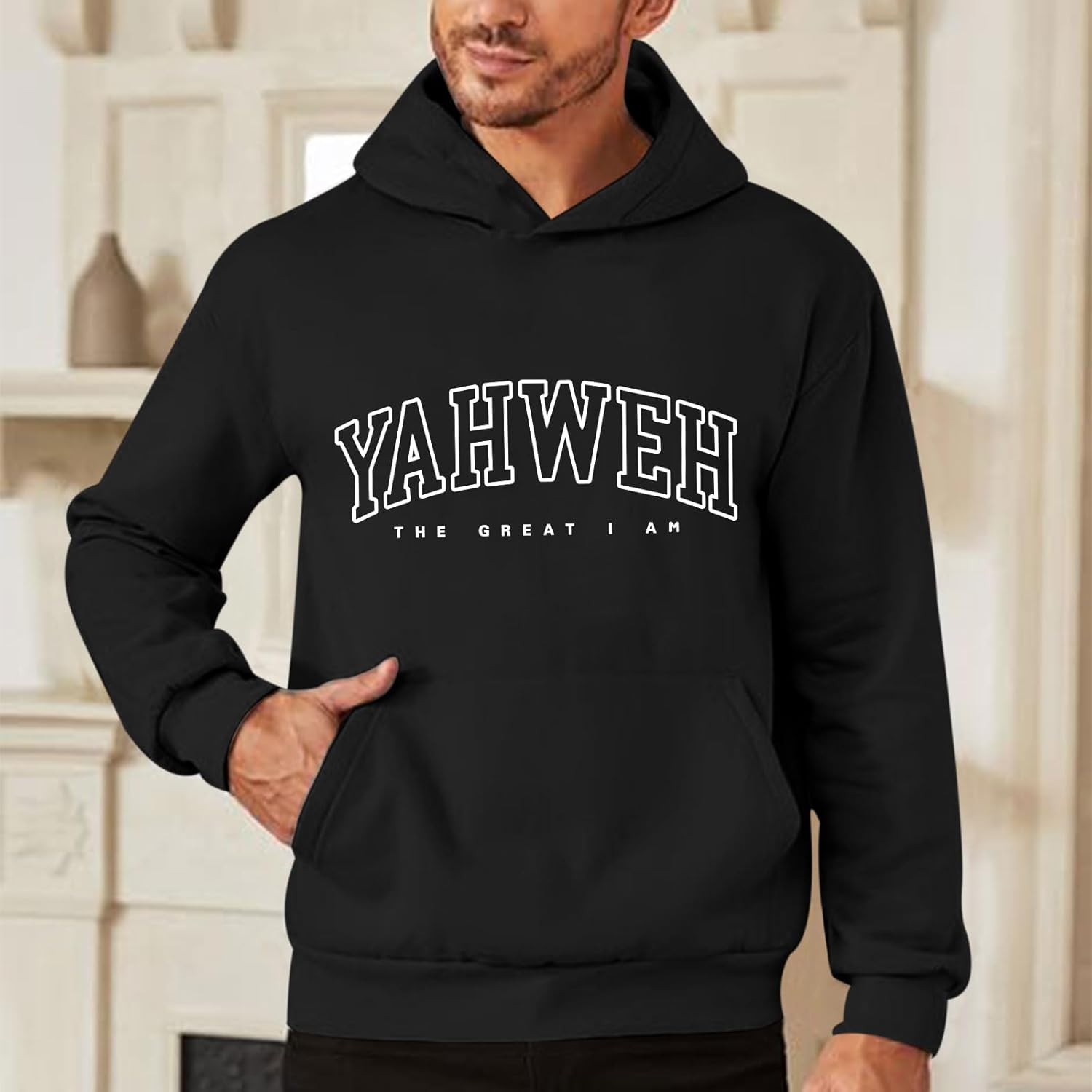 Christian Jesus Hoodies For Men Graphic Yahweh Hoodie Bible Verse God Sweatshirt Religious Faith Cotton Pullover Tops - Image 5
