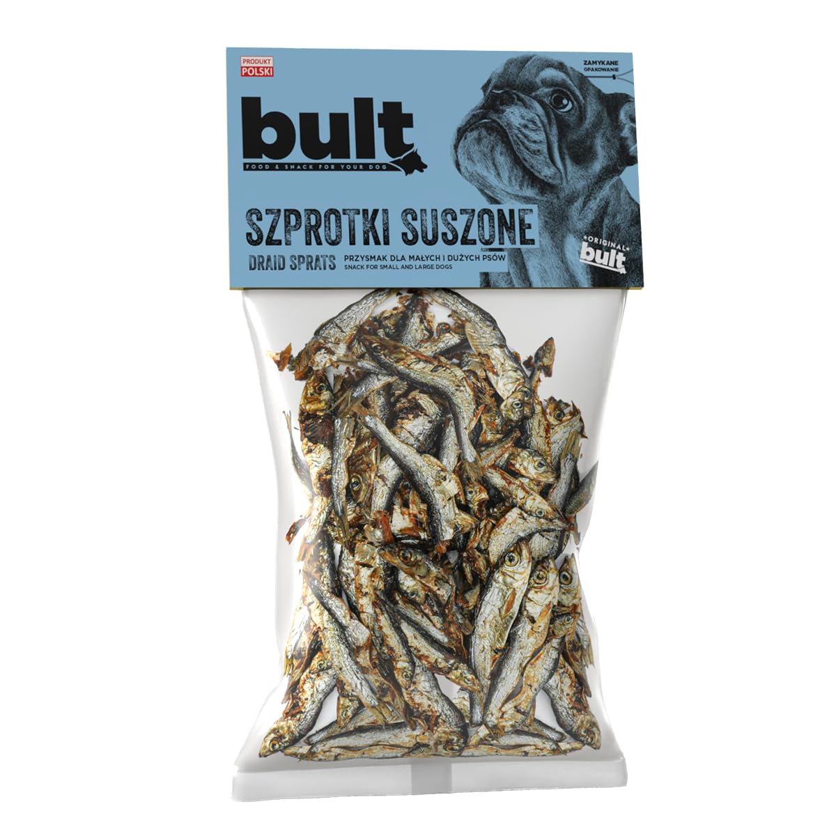 BULT, Naturalne Suszone Szprotki dla Psa, Przysmak Gryzak, Bogate w Omega-3, 150g, Dla Psów Małych i Dużych, Karma Uzupełniająca