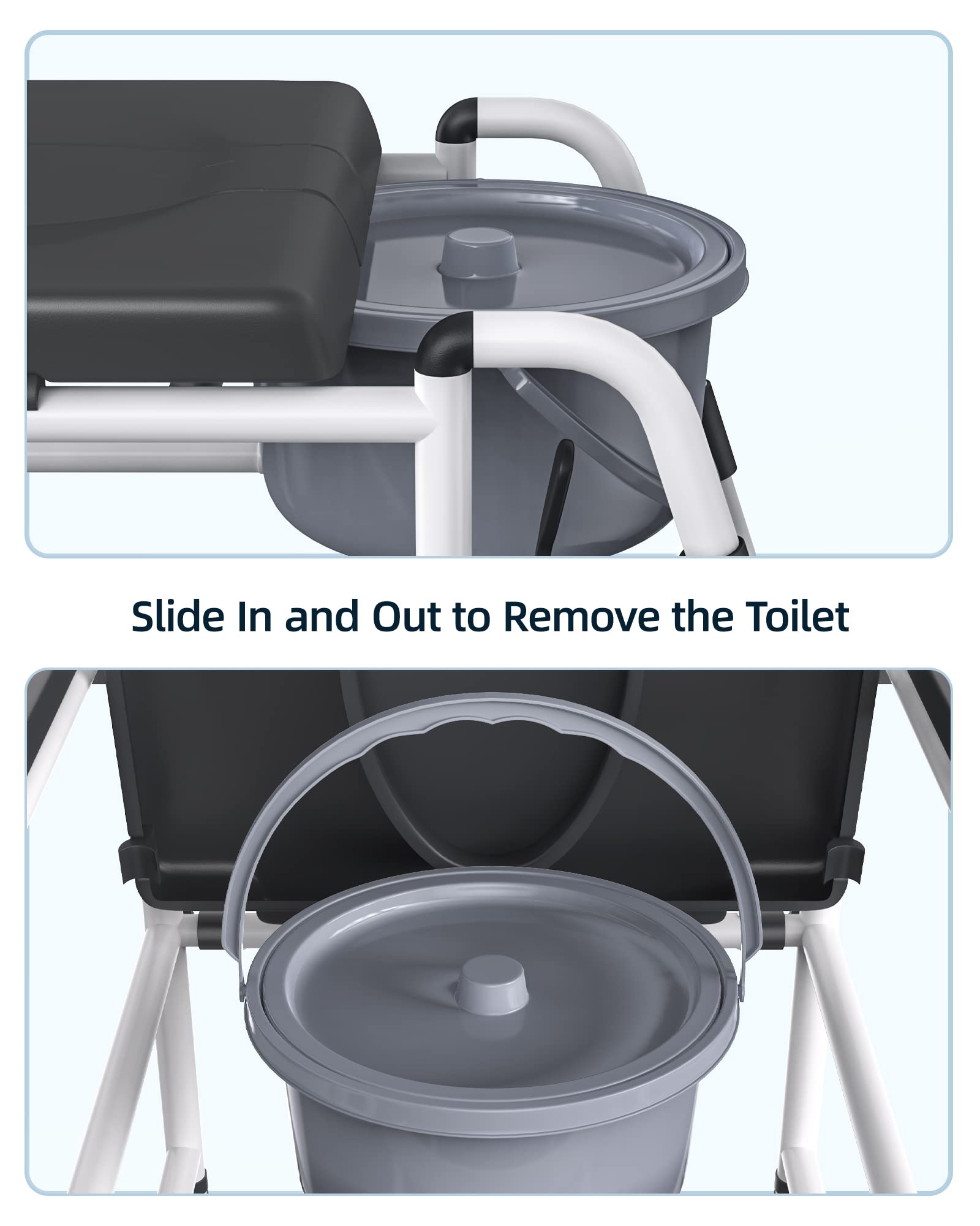 Buy AIHO Shower Wheelchair with Commode Rolling Bedside Commode with Locking Wheels Bath Toilet