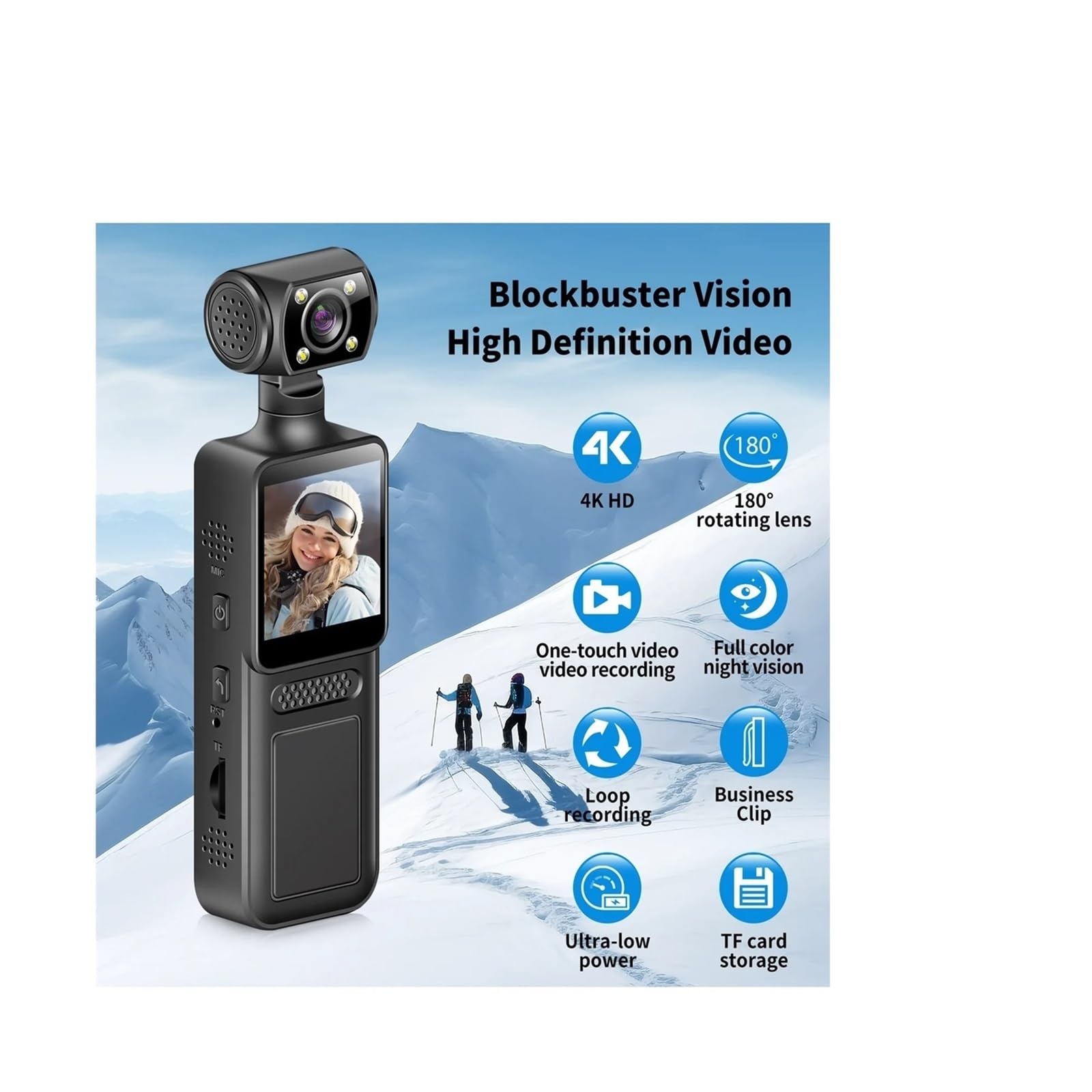 Kamera na ciało, Mini kamera 4K 1080P HD, przenośny cyfrowy rejestrator wideo, noktowizyjna na podczerwień, rowerowa, sportowa DV dla Bezpieczeństwa, Pracy
