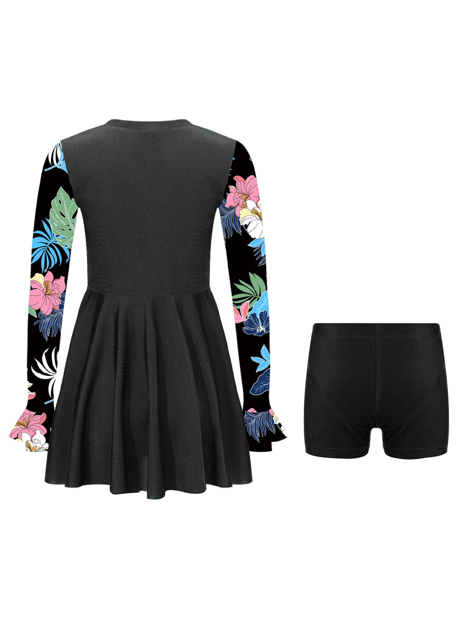 Bambini Vestito da Bagno per Bambina Stampa Floreale Vestito Bagno Costumi Mare One Piece Swimsuit da A Maniche Lunghe Gioco d'Acqua