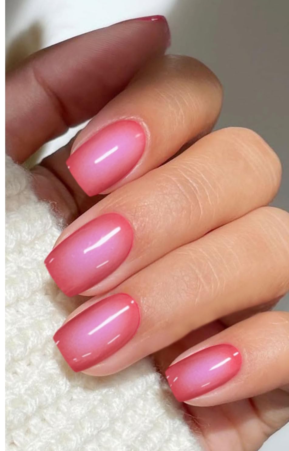 JMEOWIO Gel Nail Stickers Red Pink Semi Cured Gel Nail Strips Wraps UV/LED Nails Art Design Decoration Accessories