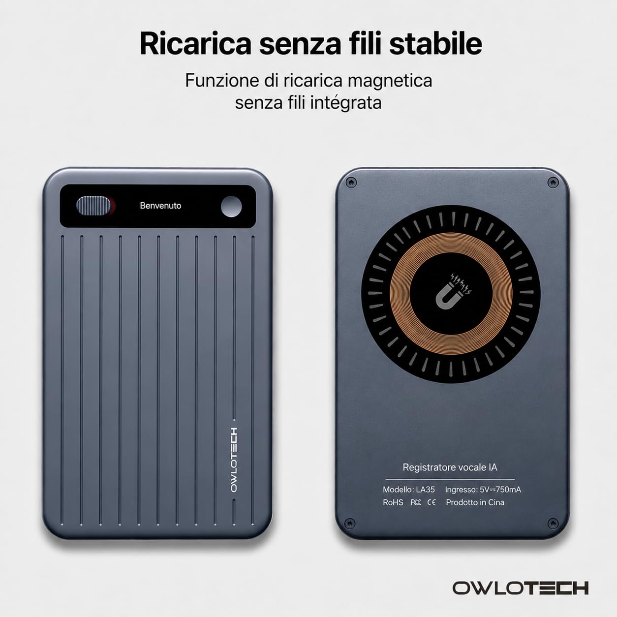 Magnus Grabadora IA 64GB, Transcripción y Resumen Automático, Traducción, Mapas Mentales, Grabadora de Voz Digital con App, 85h Autonomía, Bluetooth