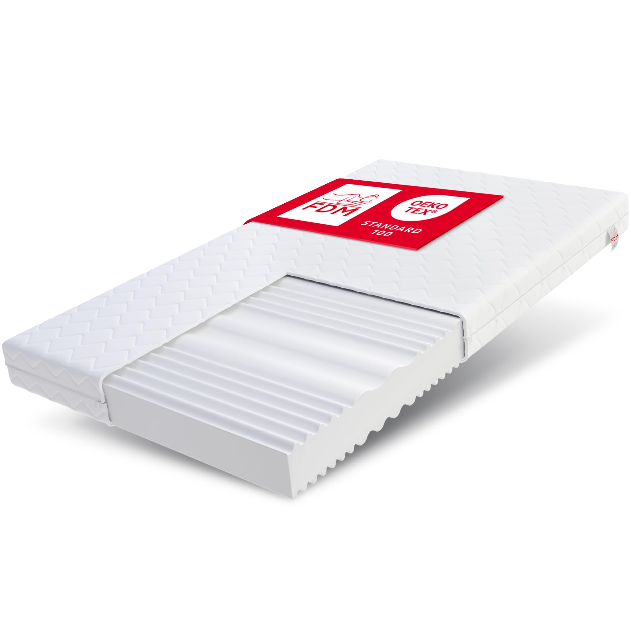FDM Comfort Duo Matelas 90x200 cm Mousse à Mémoire de Forme Épaisseur 12 cm Fermeté H3 et H4 Matelas à Deux Faces 7 Zones de Confort Housse Lavable Oeko-TEX Hypoallergénique