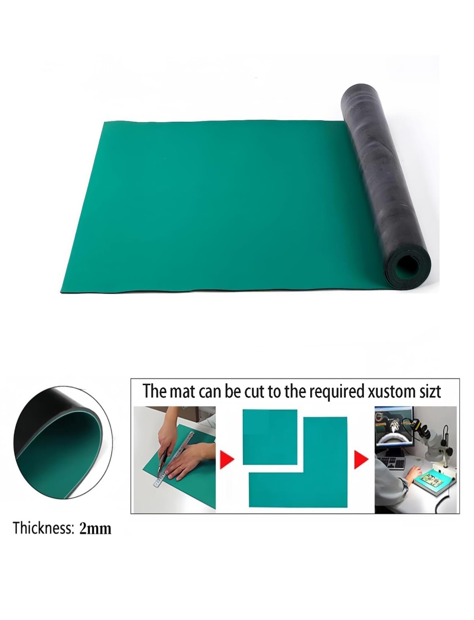 Alfombrilla antiestática, almohadilla de soldadura de PVC de 2 mm de grosor, alfombrilla de protección ESD for ensamblaje electrónico, trabajos de reparación(60x180cm/23.6x70.8in)