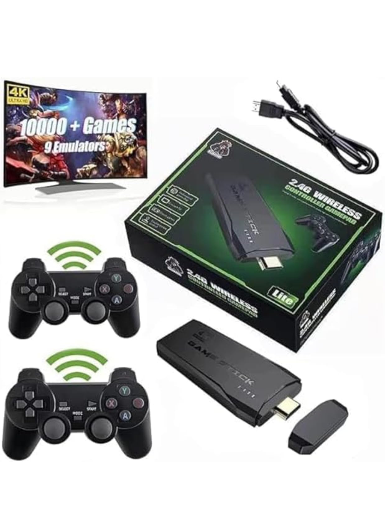 TV Video Game Console 2.4g Wireless Gamepad Controller USB Built-in 10000 Classic, 9 Classic Emulators, HDMI Output for TV with Dual 2.4G Wireless Controllers - 4K Ultra HD Games (B0DCW97Q4B) Amazon Price History, Amazon Price Tracker