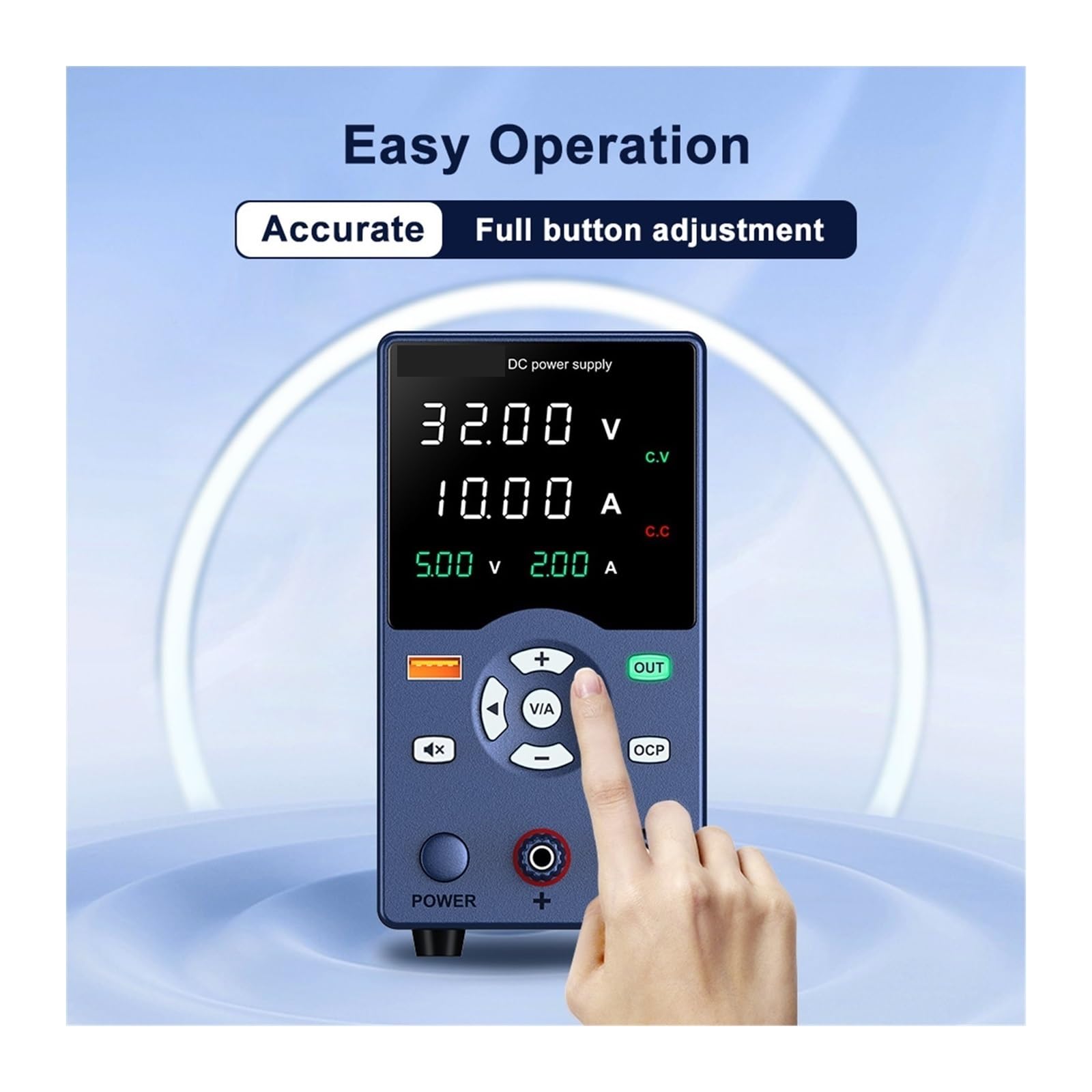 Fuente de alimentación de CC, Fuente De Alimentación 30V 10A CC Ajustable 5A 60V 120V 3A Con Salida USB Banco Visualización Fuentes Laboratorio(GA3010L 32V 10A)