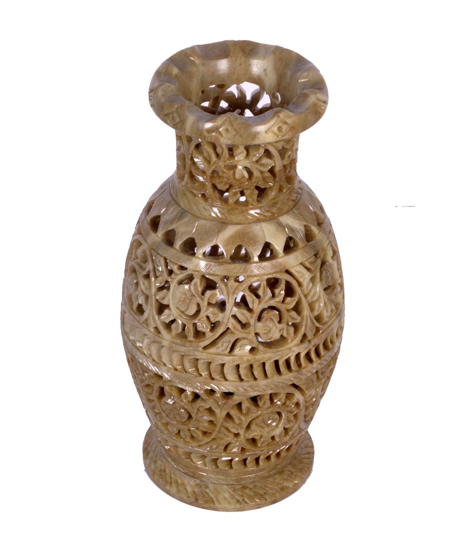 Avinash Handicrafts Soap Stone Carved Flower Vase (10cm X10cm X20cm) - Image 2 thumbnail
