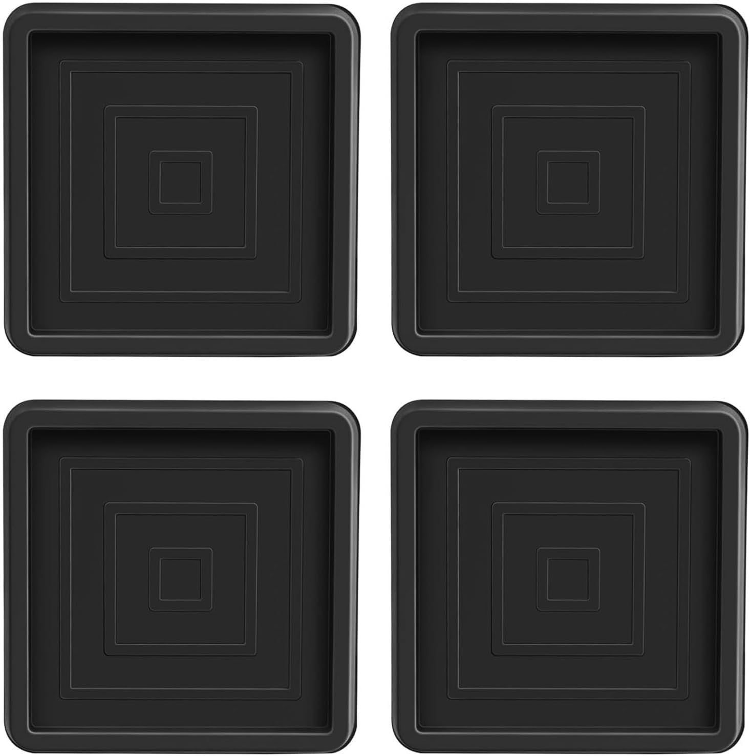 Wjelet 4pcs 2.5inch Furniture Coasters Cups, Square Caster Cup, Non-Slip Rubber Furniture Coasters