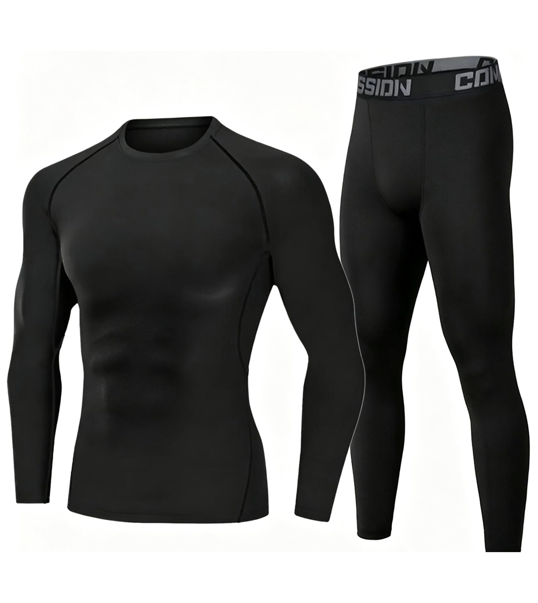 YESWEL Herren Thermounterwäsche, Funktionsunterwäsche mit Innenfleece, Skiunterwäsche für winterliche Outdoor-Aktivitäten