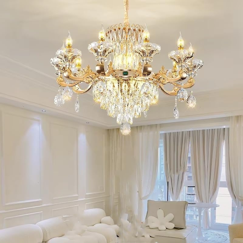 European Style Living Room Chandelier Atmospheric Jade Living Lamp Modern Bedroom Dining Room Candle Crystal Chandelier,luminaire