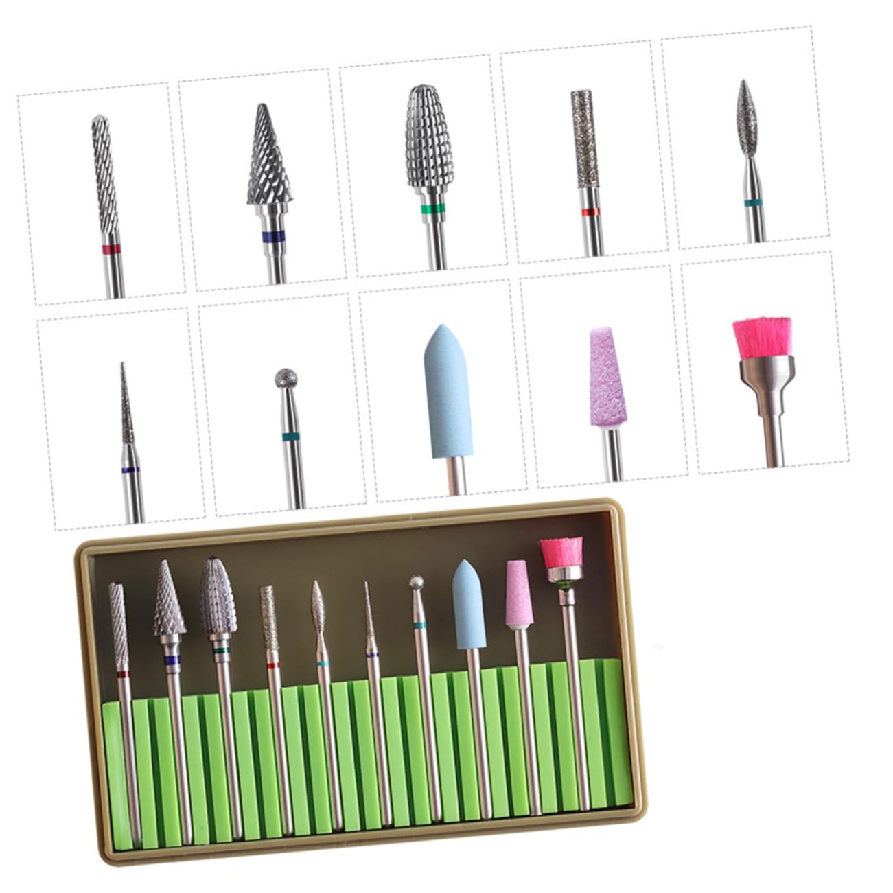 POPETPOP 3 Set Punta del Chiodo Spazzola Lima per Unghie Testa di Macinazione del Chiodo Punta del Chiodo del Diamante Punte di Ricambio per Trapano per Unghie Kit per Unghie para Uñas