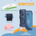 LAKWAR 60x-120x Mini Pocket Microscope for Kids Adults, Portable Handheld Microscope with Microscope Slides, Miniscope Portable Microscope for Kids Students School Science Education