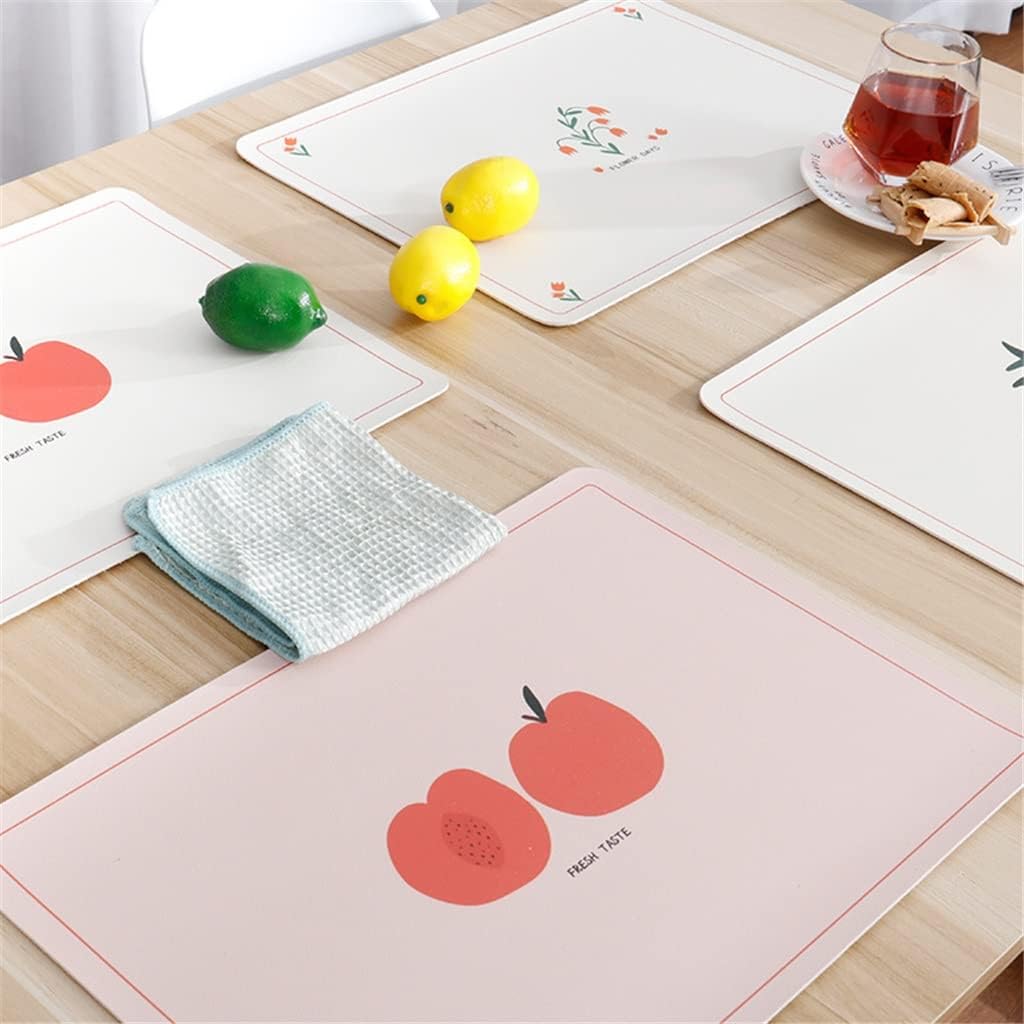 6 Pcs Rectangular Table Mat Placemat Pad Kitchen for Dining Anti-scalding Insulation Placemat in Kitchen Accessories (Color : A) (Black)