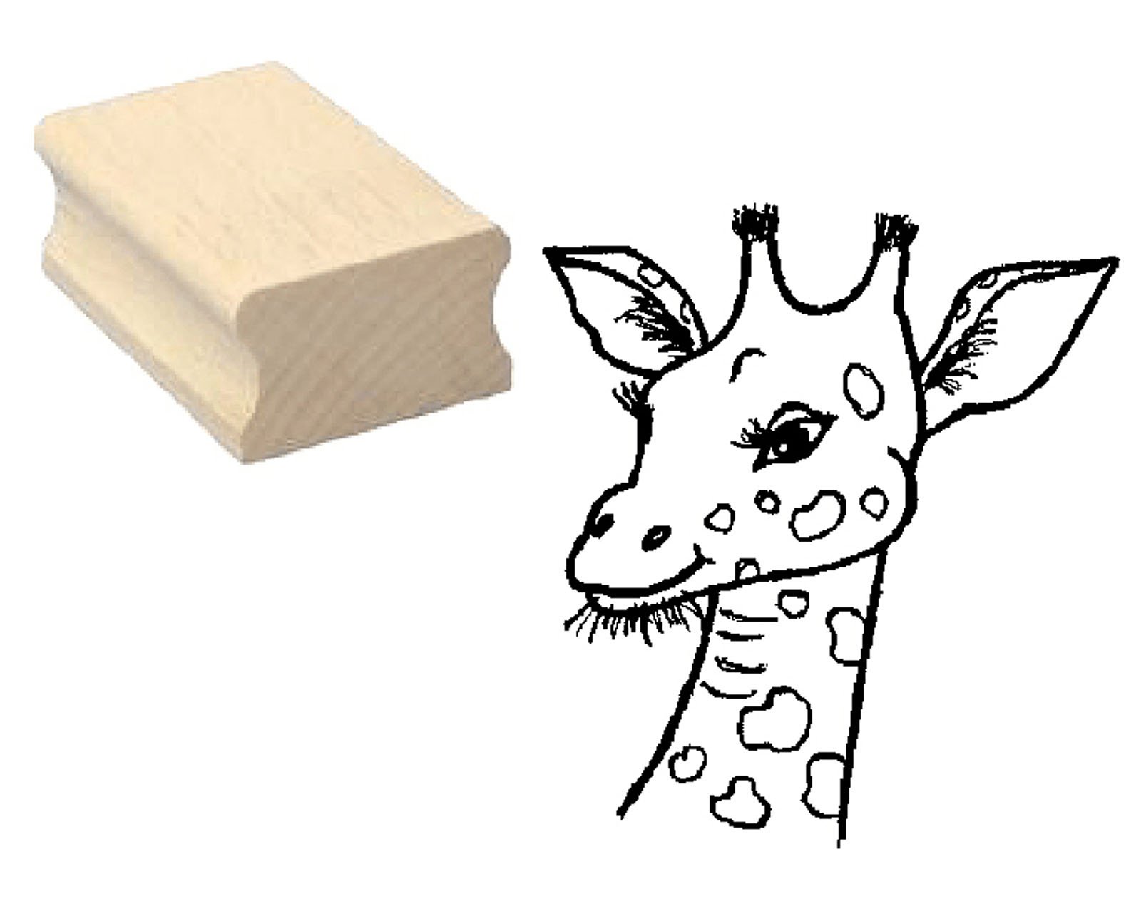 Dekolando Natural Stamp Cute Giraffe Head Design Stamp Made Of Beech Wood