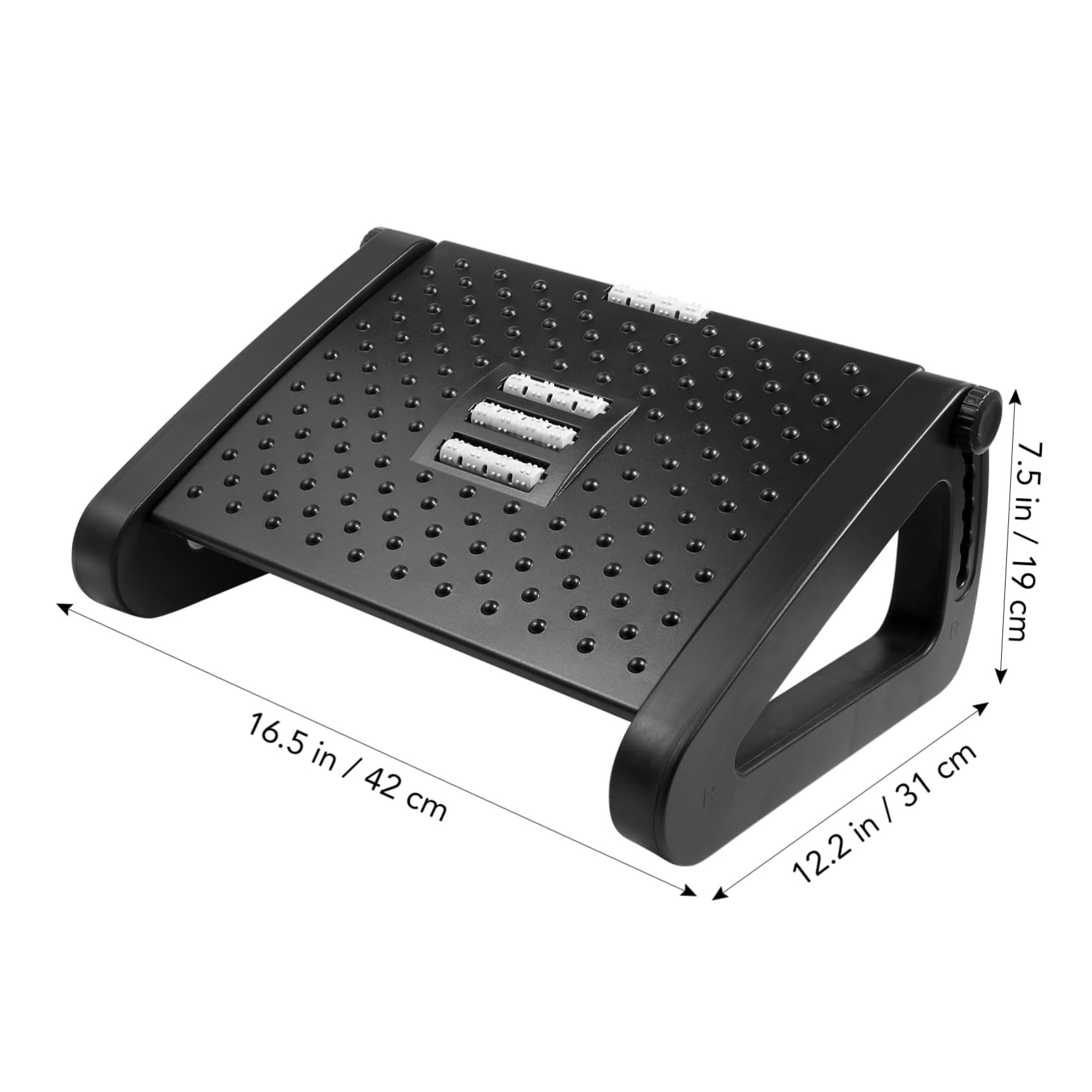 Gadpiparty Poggiapiedi Ergonomico per Ufficio Nero, con Rullo Massaggiatore e Angolo Inclinabile, per Casa e Biblioteca, Sollievo Dalla Stanchezza
