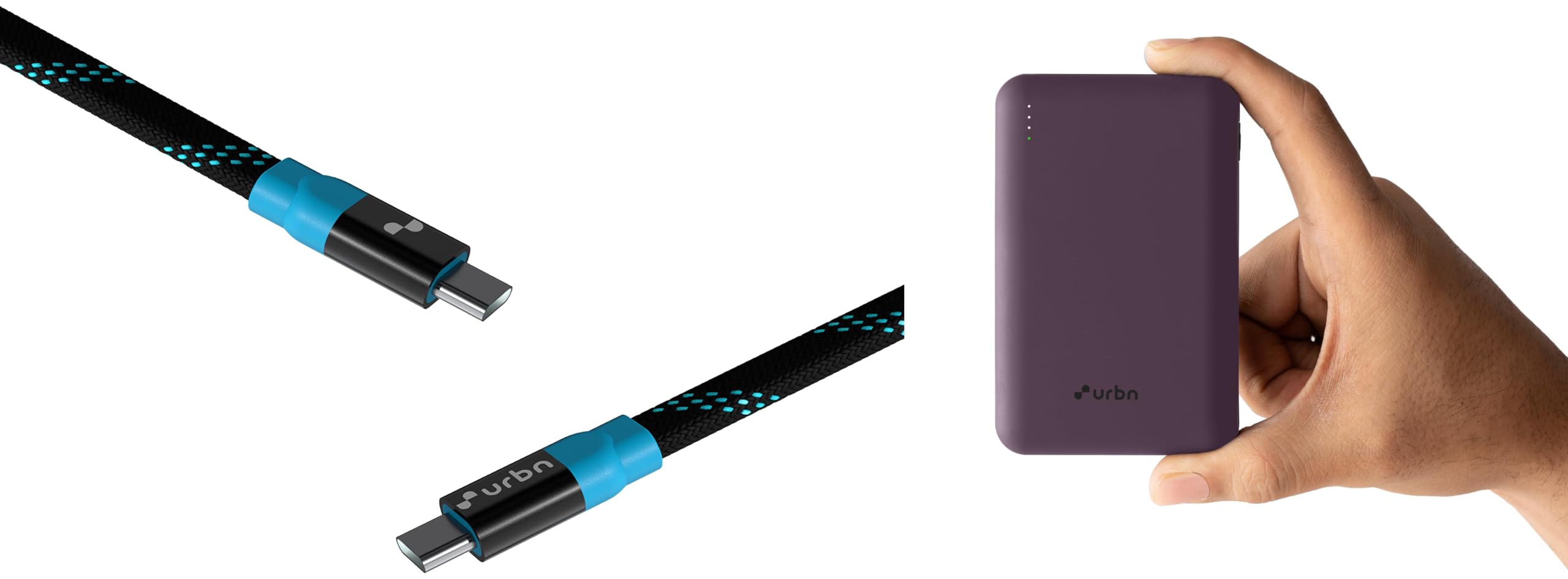 URBN 20000 mAh Premium Black Edition Nano Power Bank | 20k mah Premium 22.5W Super Fast Purple with 100W Super Fast PD Cable | Type C to C | Flat Cable-image-15