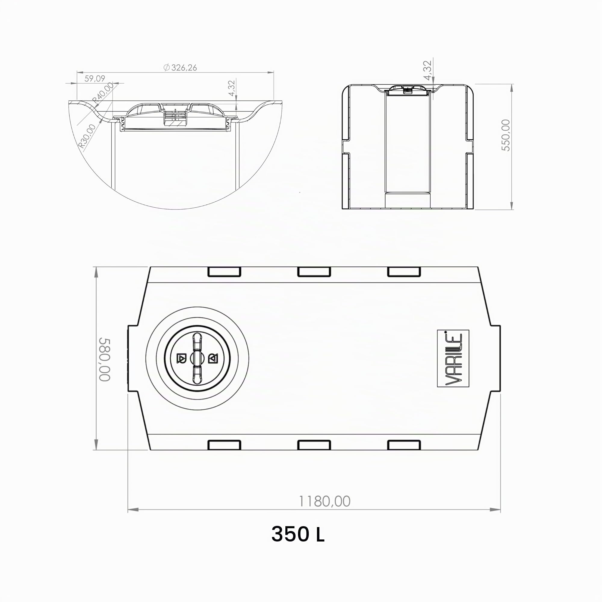 Varile Depósito de agua potable de granito de 350 l