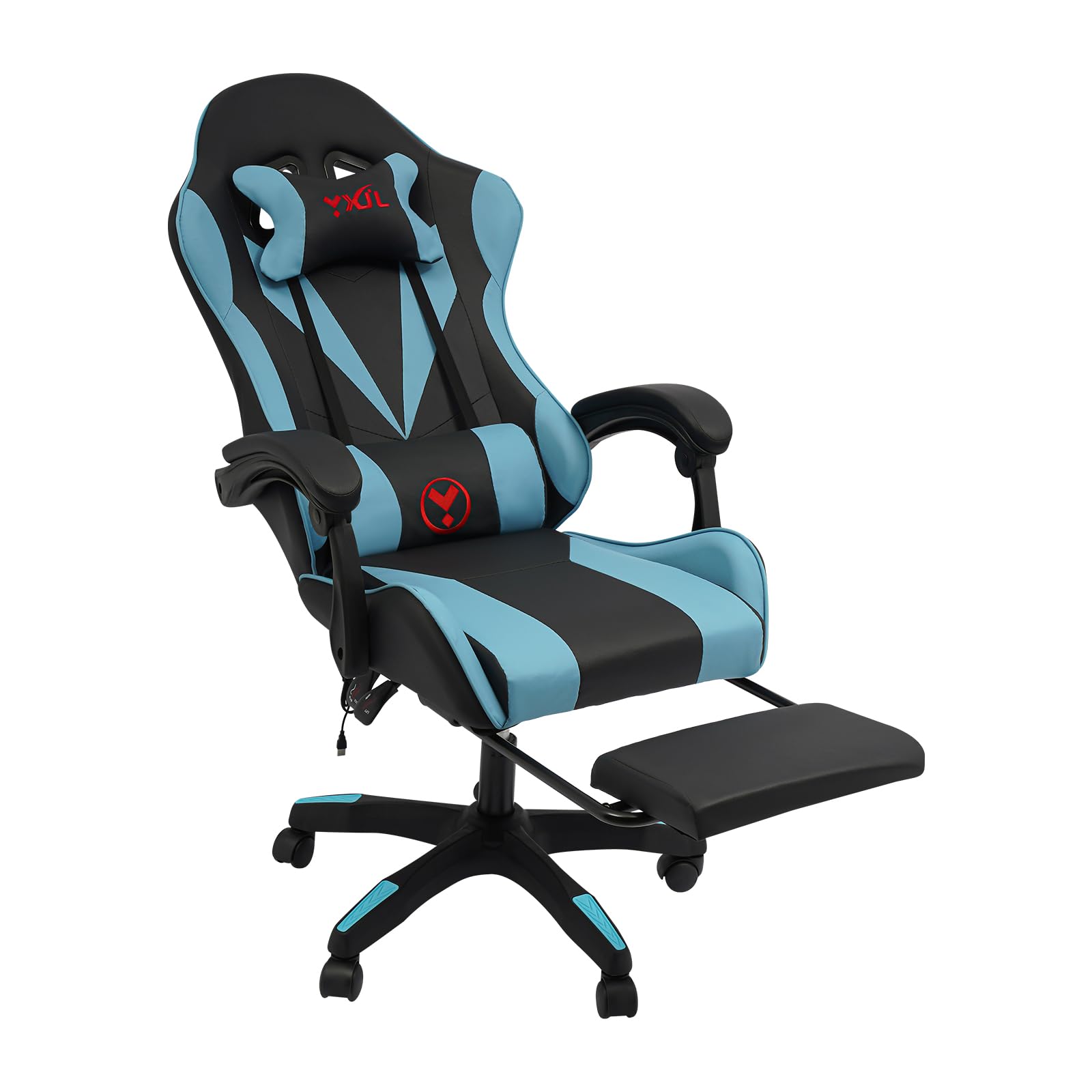 Silla ergonómica para videojuegos, silla de oficina ajustable, ergonómica, acolchada, giratoria 360°, con cojín lumbar, reposapiés para juegos de ordenador, trabajo