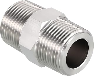 Pack of 1, 3/4" Male NPT to 3/4" Male NPT Solid 304 Stainless Steel Hex Nipple Hose Connectors, Male Pipe Adapter for Pipe Repair, Bathroom Remodel, Tool Extensions, Compression