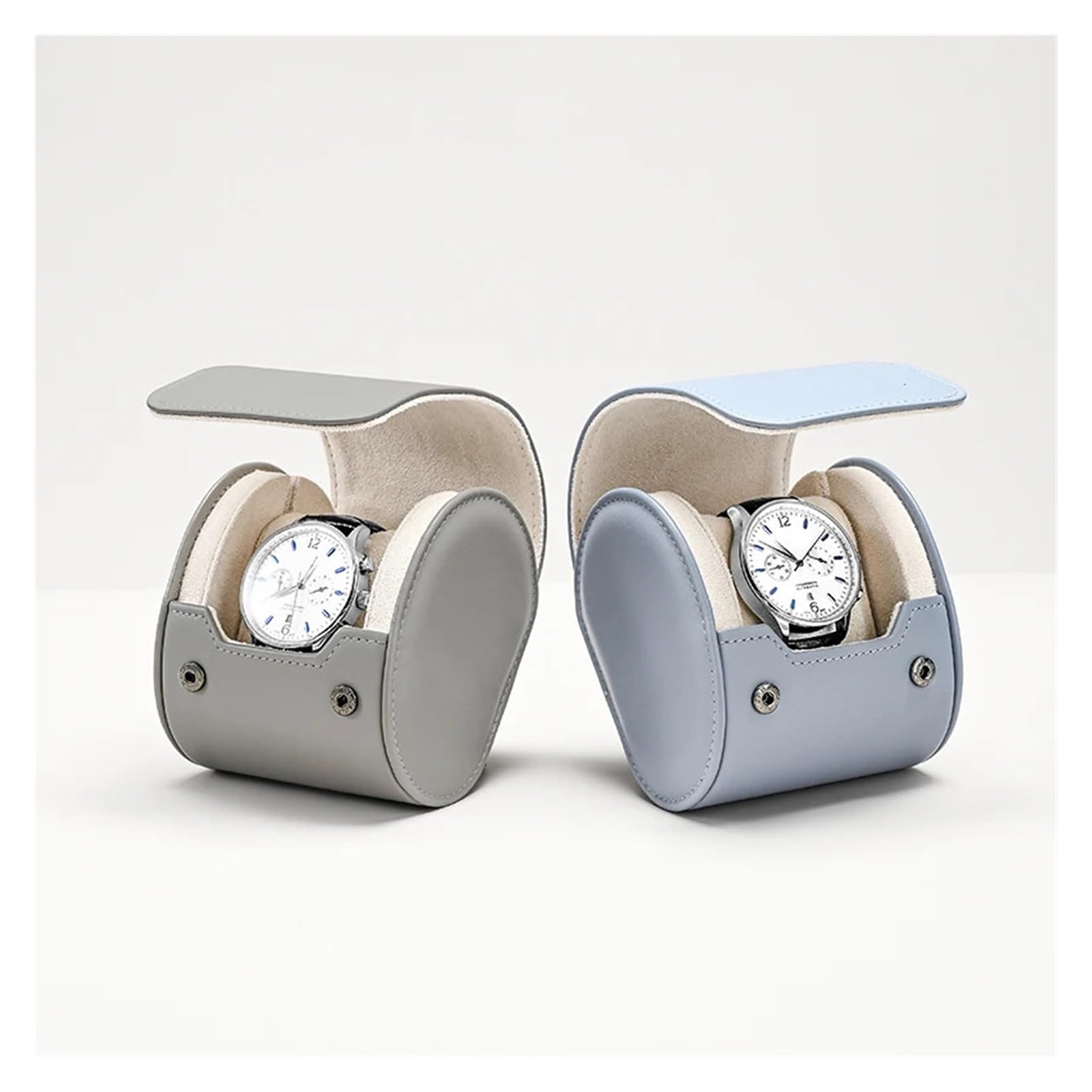 1 rotolo di orologio in pelle multi-slot | Conserva orologi for viaggi, conservazione quotidiana e regali(Light gray 3 Slot)