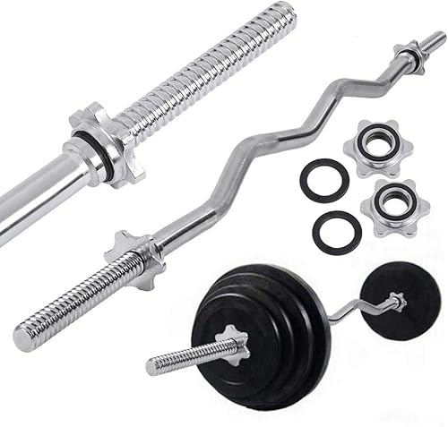 AUSPUM Barra de elevación olímpica de 47 pulgadas, barra de elevación súper rizada, 1 pulgada (capacidad de peso de 132 libras), entrenamiento de