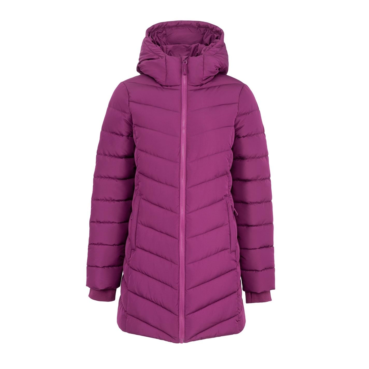 Slazenger Womens Mid Length Padded Jacket Plum 10