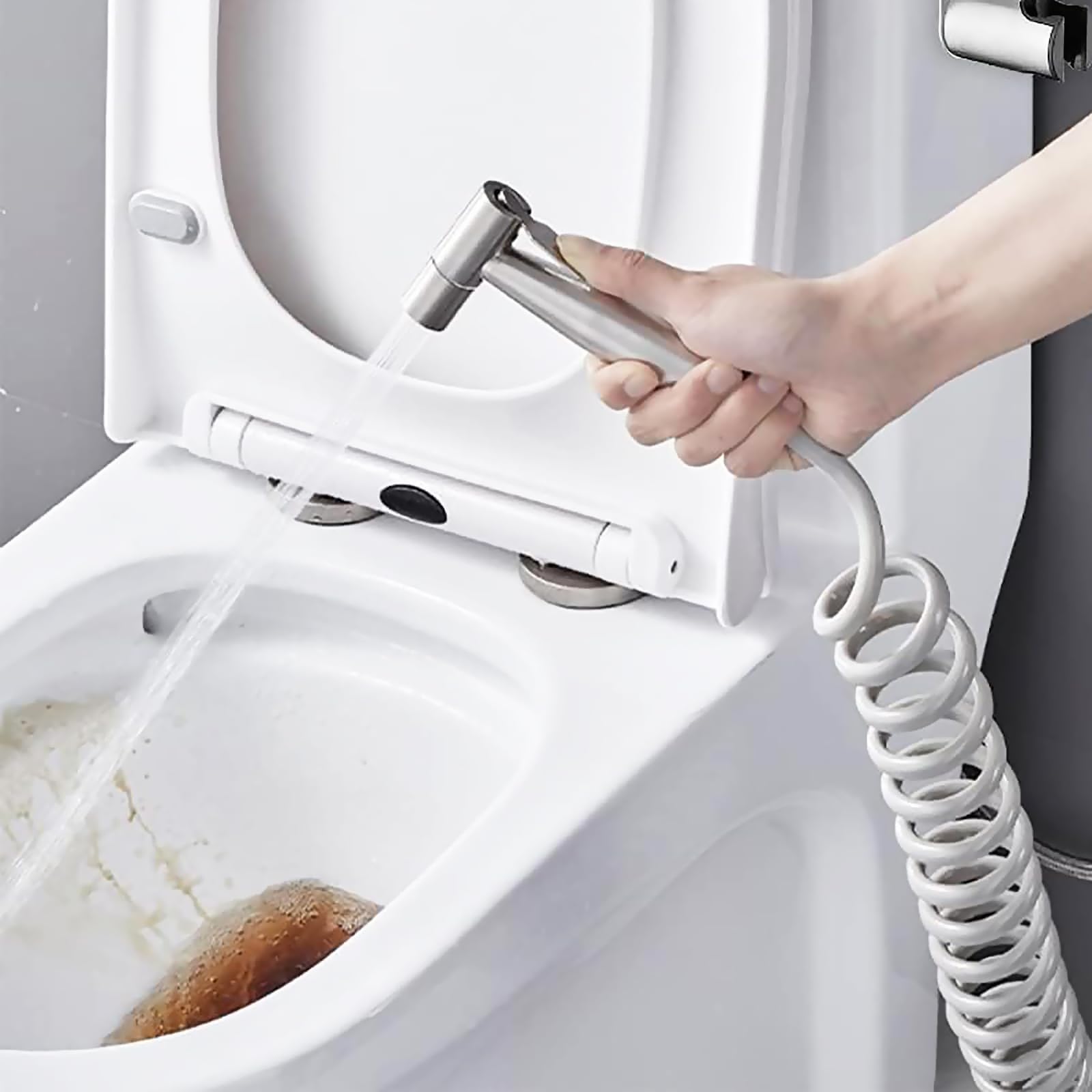 3 Piezas Kit Ducha Higienica para WC, Acero Inoxidable Grifo Bidet para WC, Ducha Higienica con Manguera y Soporte, Monomando Grifo Portatil Kit para Lavado de Inodoros, Higiene Personal