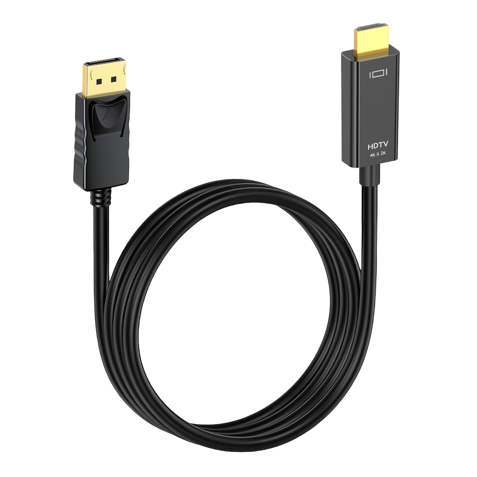 Lot de 10 câbles DisplayPort vers HDMI 4K de 1,8 m DP vers HDMI, adaptateur d'affichage source vers HDMI compatible avec Dell, HP, ThinkPad, bureau, carte graphique (AMD/NVIDIA) vers moniteur, TV