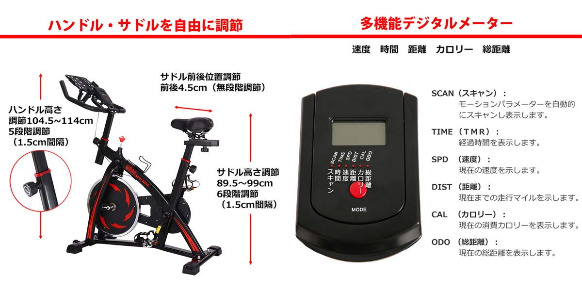 エアロバイク 心拍数/速度/消費カロリー表示
