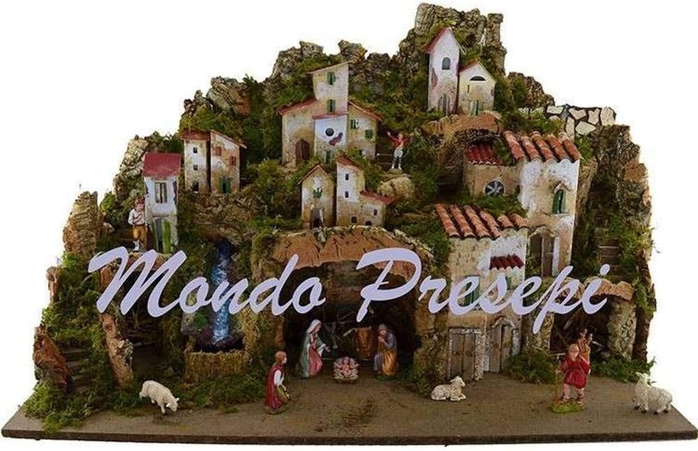 Presepe Completo Alti 50 Mercatino Dell' Usato Generico Presepe Completo con Statue Landi Cascata E Luci Cm 76x40x54 H