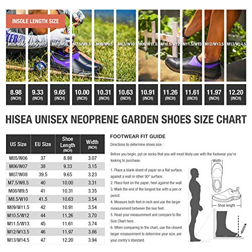 Hisea Unisex Waterproof Garden Shoes, Men's Ankle Rain Boots Women's Slip-On Footwear Rain Shoe Rubber Neoprene Outdoor Booties For Gardening, Farming, Camping, Car Wash, Lawn Care And Yard Work, Size M10.5/W12 Black #TOP1