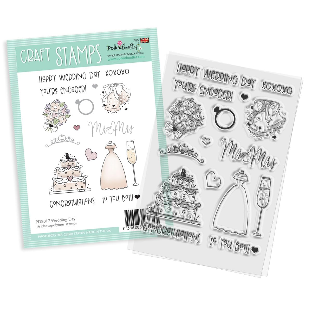 Polkadoodles Ltd Natural Wedding Day Clear Craft Stamps For Weddings, Engagements, Anniversaries And Romantic Occasions - Card Making, Craft, Scrapbooking A6/4X6 Quality Photopolymer