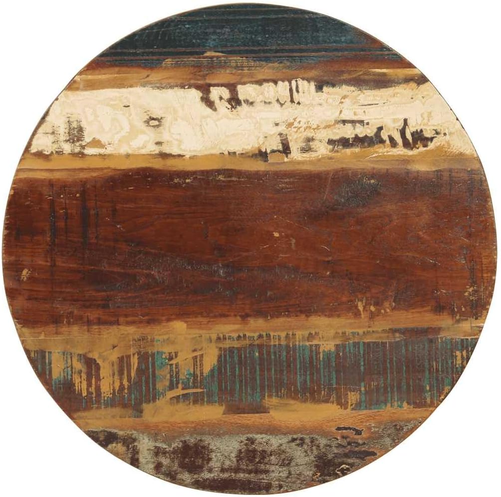 vidaXL Rustic Round Nesting Tables Set of 2 Solid Reclaimed Wood Stacking Multicolor with Powder Coated Iron Frame Ideal for Living Room and Bedroom Indoor Use Wooden Table Coffee Couch Accent