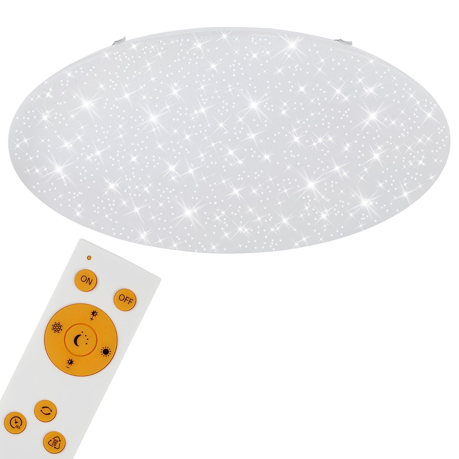 Briloner – Plafoniera LED 80 cm con telecomando, dimmerabile, effetto cielo stellato, luce notturna, da bianco freddo a bianco caldo, ultra luminosa con 9.700 lumen, 80 watt, cucina, 80x9 cm