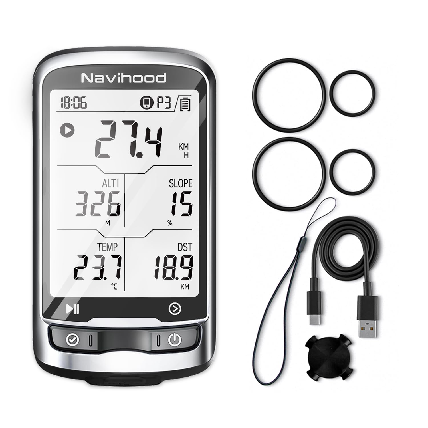 L4 Einsteiger GPS-Fahrradcomputer kabellos, laminierter 2,3-Zoll-Bildschirm, ultradünn und leicht, IPX7 wasserdicht, Bluetooth ANT+ Fahrradcomputer