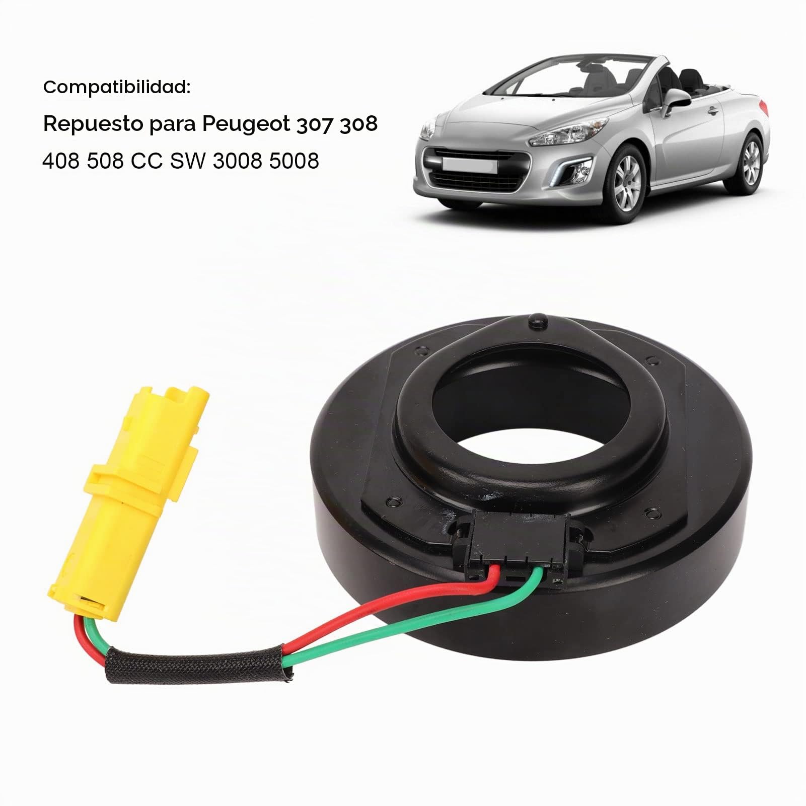 Bobina Embrague Compresor Aire Acondicionado 2 Pines Compatible Coches Modernos Repuesto Alta Calidad