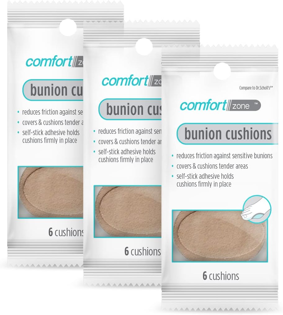Comfort Zone Bunion Cushions, 6 Count (Pack of 3) : Health & Household