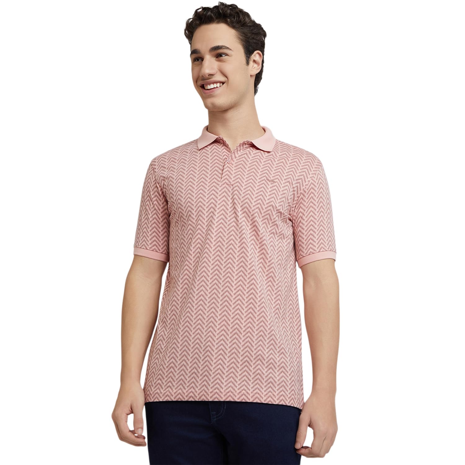 park avenue Men's Slim Fit Print Pattern Cotton Polyester Blend Rib Collar with Tipping Half Sleeve Polo Casual T-Shirt-picture-28