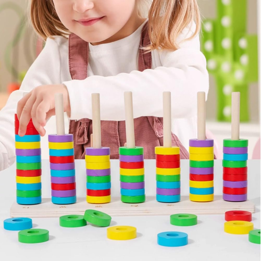 Jouet Montessori Bois Arc-en-Ciel Trier empiler Couleurs
