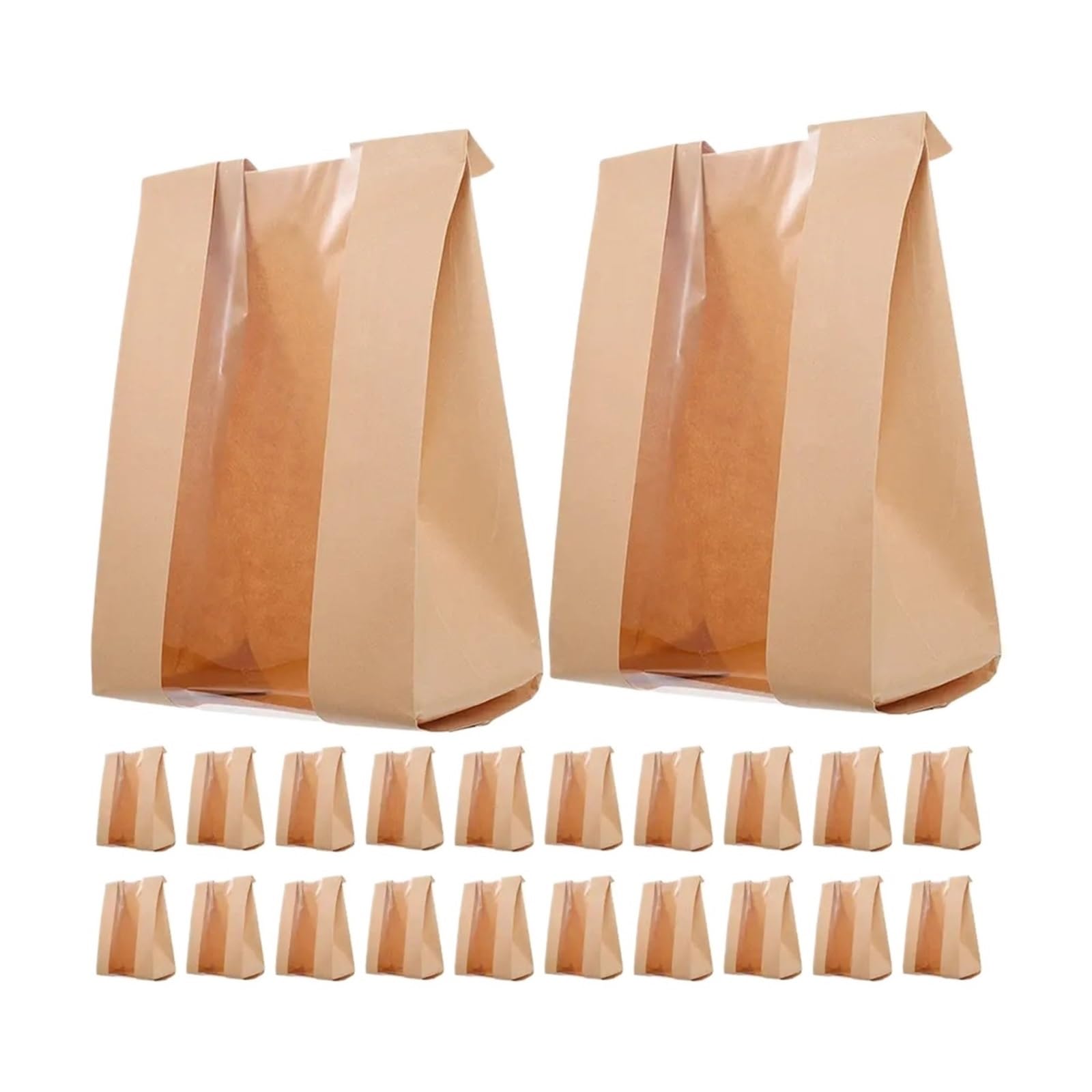 100Pcs Food Paper Bags Bread With Window Bottom Design For Cookies Bakery Packaging Toast Pouches for Bread