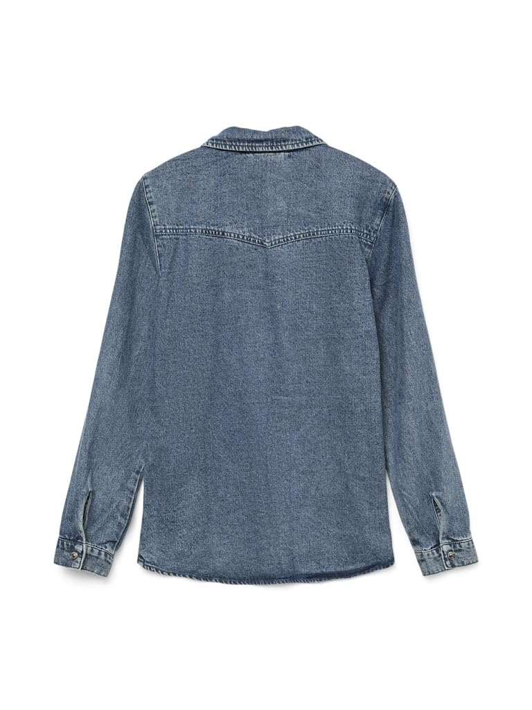 VERO MODA Vmjennie Ls Denim Shirt Mix Noos koszula dżinsowa, niebieski (medium blue denim), L