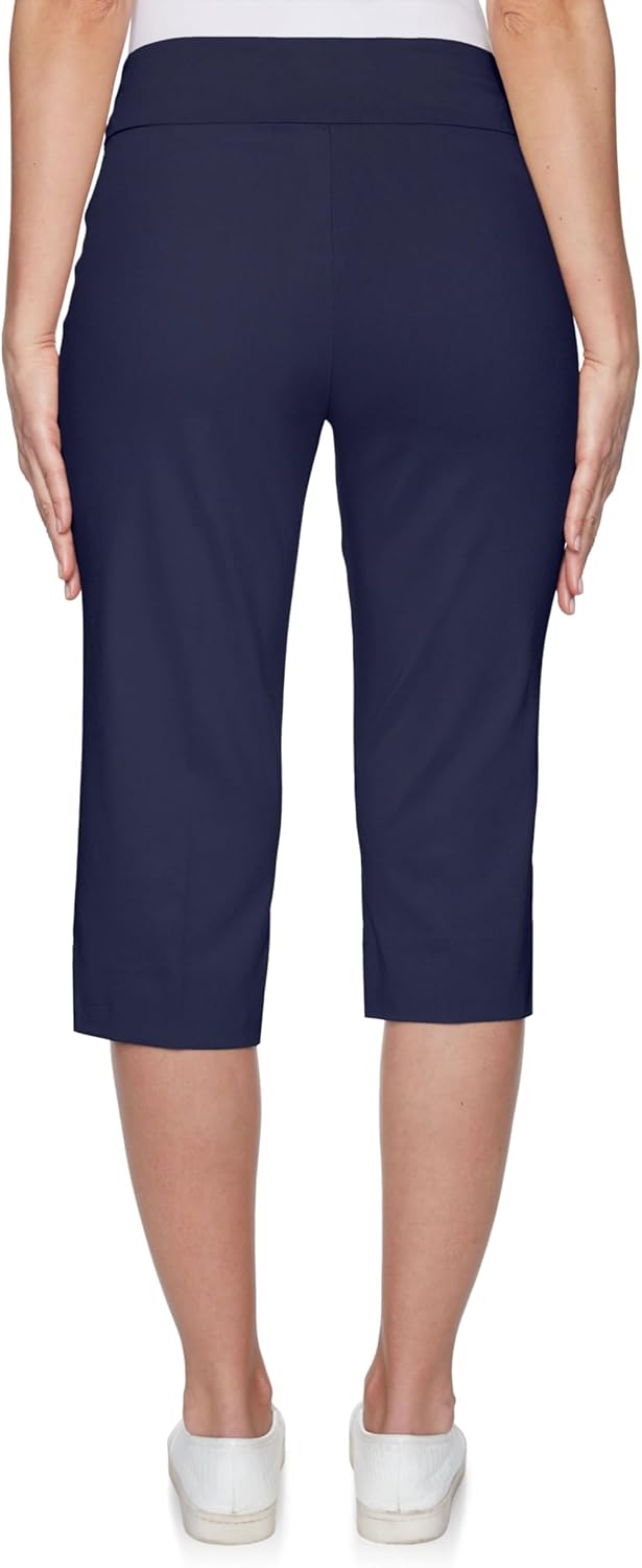 Ruby Rd. Womens Ruby Rd. Womens Mid-Rise Pull-on Straight Solar Millennium Tech Clamdigger with Side Splits - Image 4