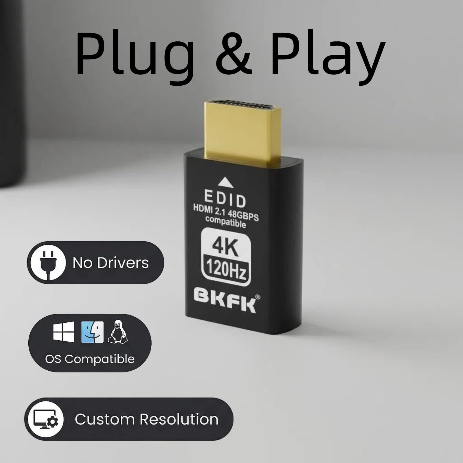 DP 4K 60Hz DisplayPort Headless Plug - Supporta 1080p-120Hz EDID Emulatore Dongle 60Hz per crypto mining, server remoti e desktop virtuali (2.1-4K-120Hz-2P-)