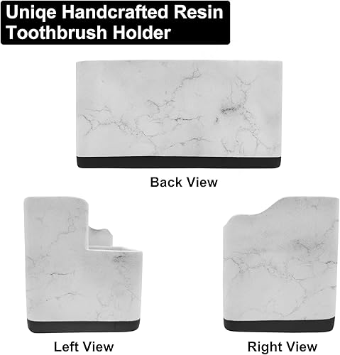 Miniatura 5 de Soporte para cepillos de dientes para baño, organizador de almacenamiento de poliresina de 5 compartimentos, soporte multifuncional para cepillo de