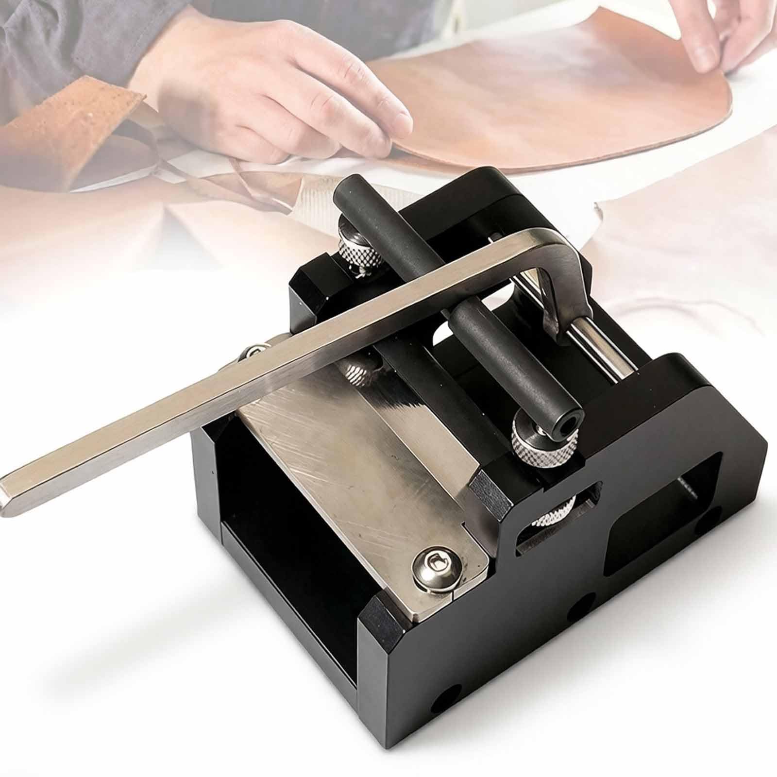 Mrjyk Manual Leather Splitter, Leather Peeling Skiving Machine, Adjustable Size, Thinning Width 0-45 Mm, Aluminum Alloy, For Thinning Belts & Watch Straps