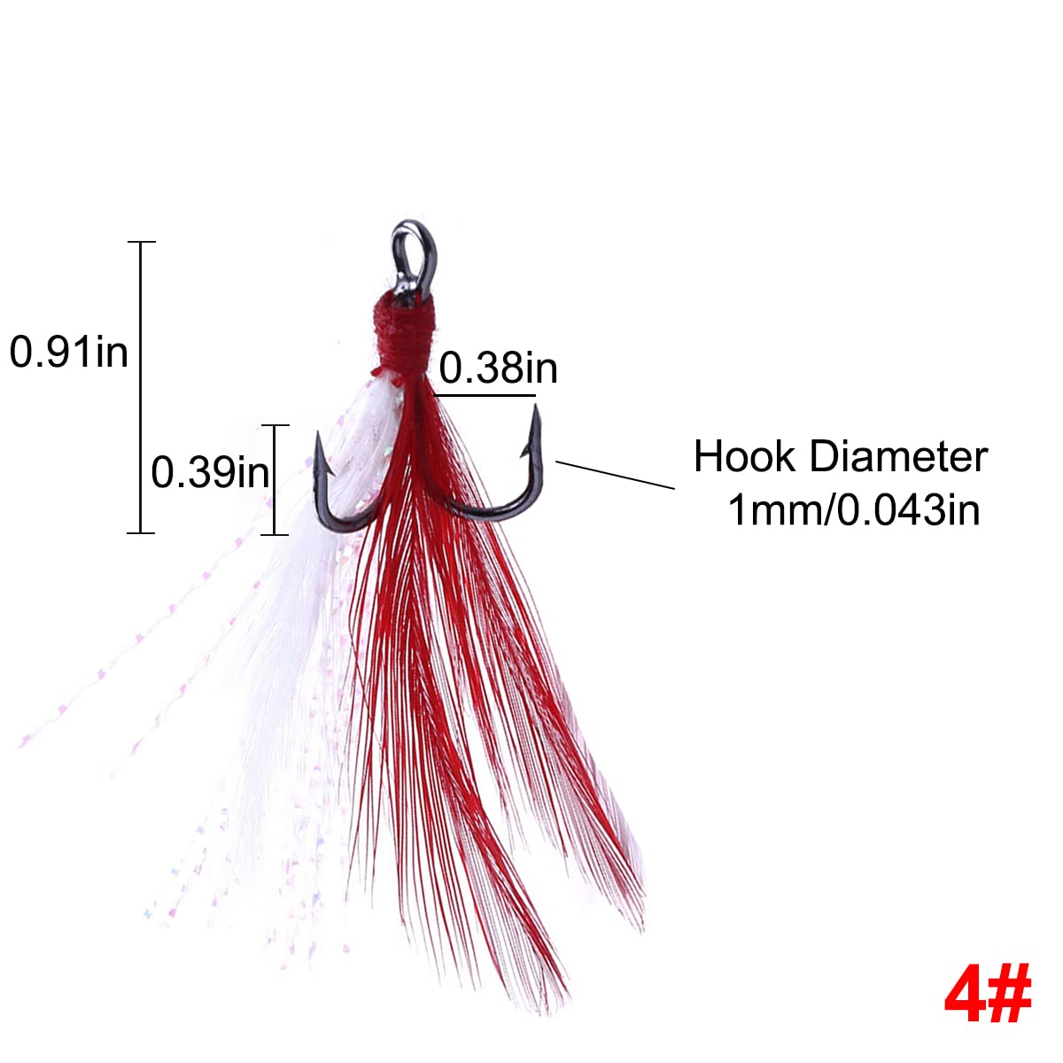 Drillingshaken mit Federgröße, Edelstahl, scharf, Dreifach-Angelhaken mit Box, für Salzwasser, Süßwasser, 20 Stück