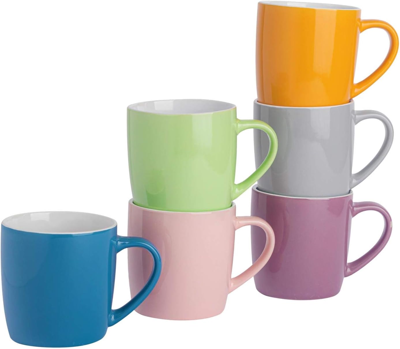Argon Tableware Tea Coffee Mugs 6pc Contemporary Coloured Ceramic